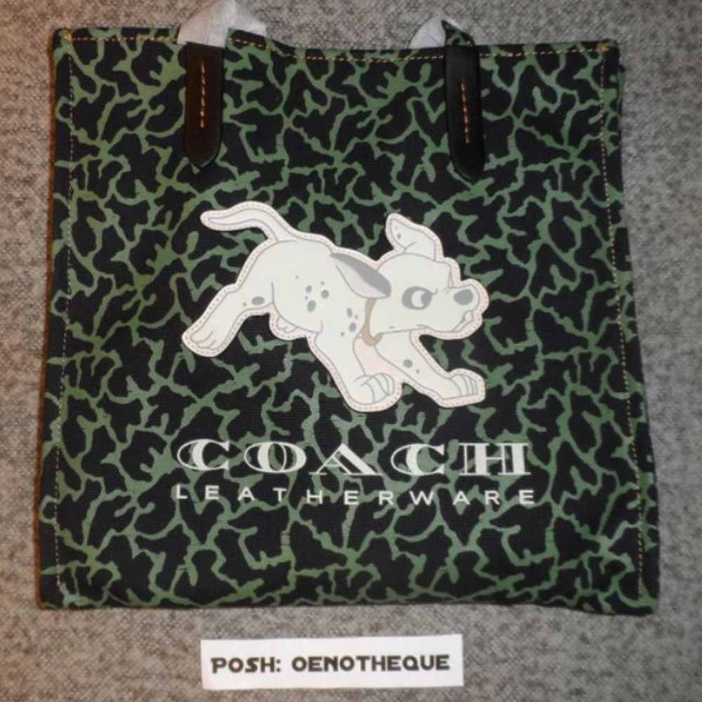 Disney's 101 Dalmatian Coach Olive Green Pink Tote